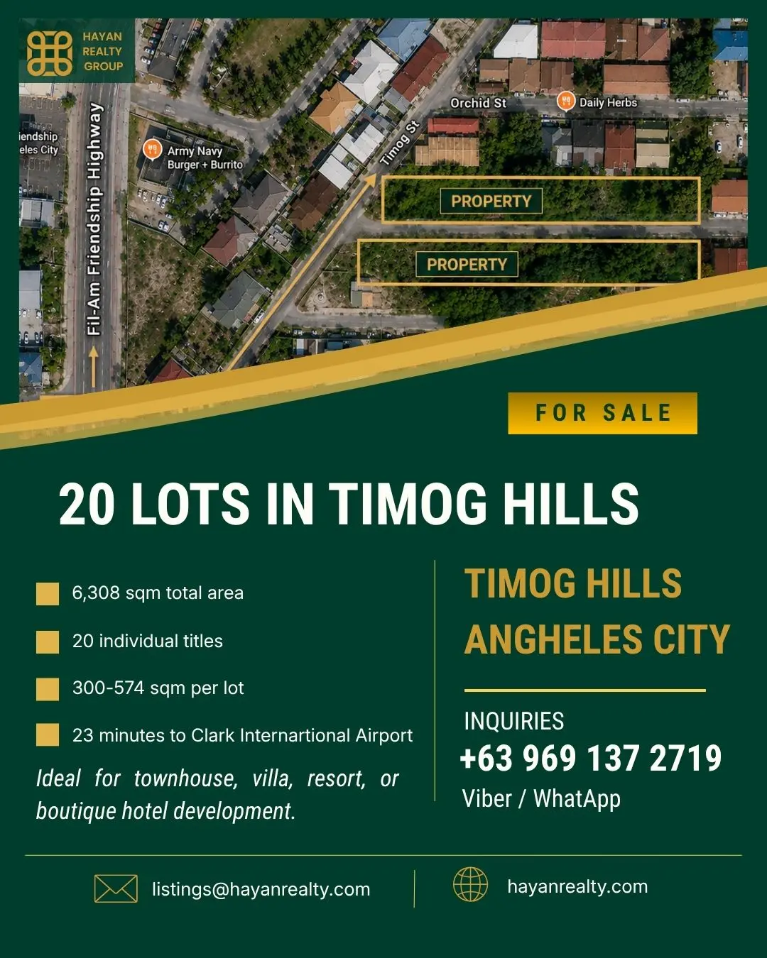 20 Titled Lots for Sale in Timog Hills, Angeles City, Near Clark Freeport Zone