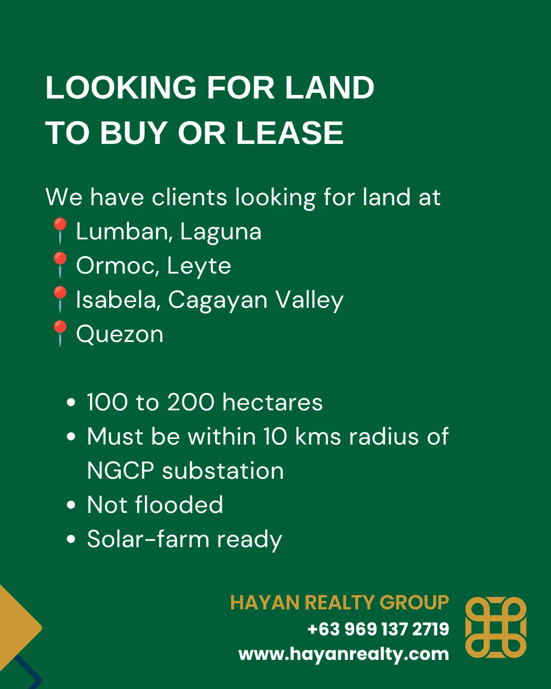 looking for land to lease or buy for solar
