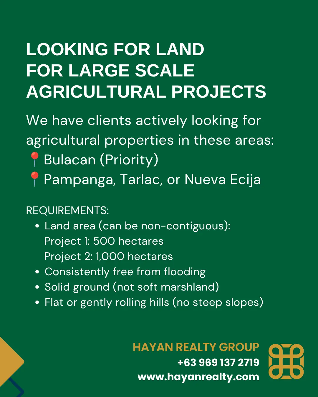 looking for large agricultural lots