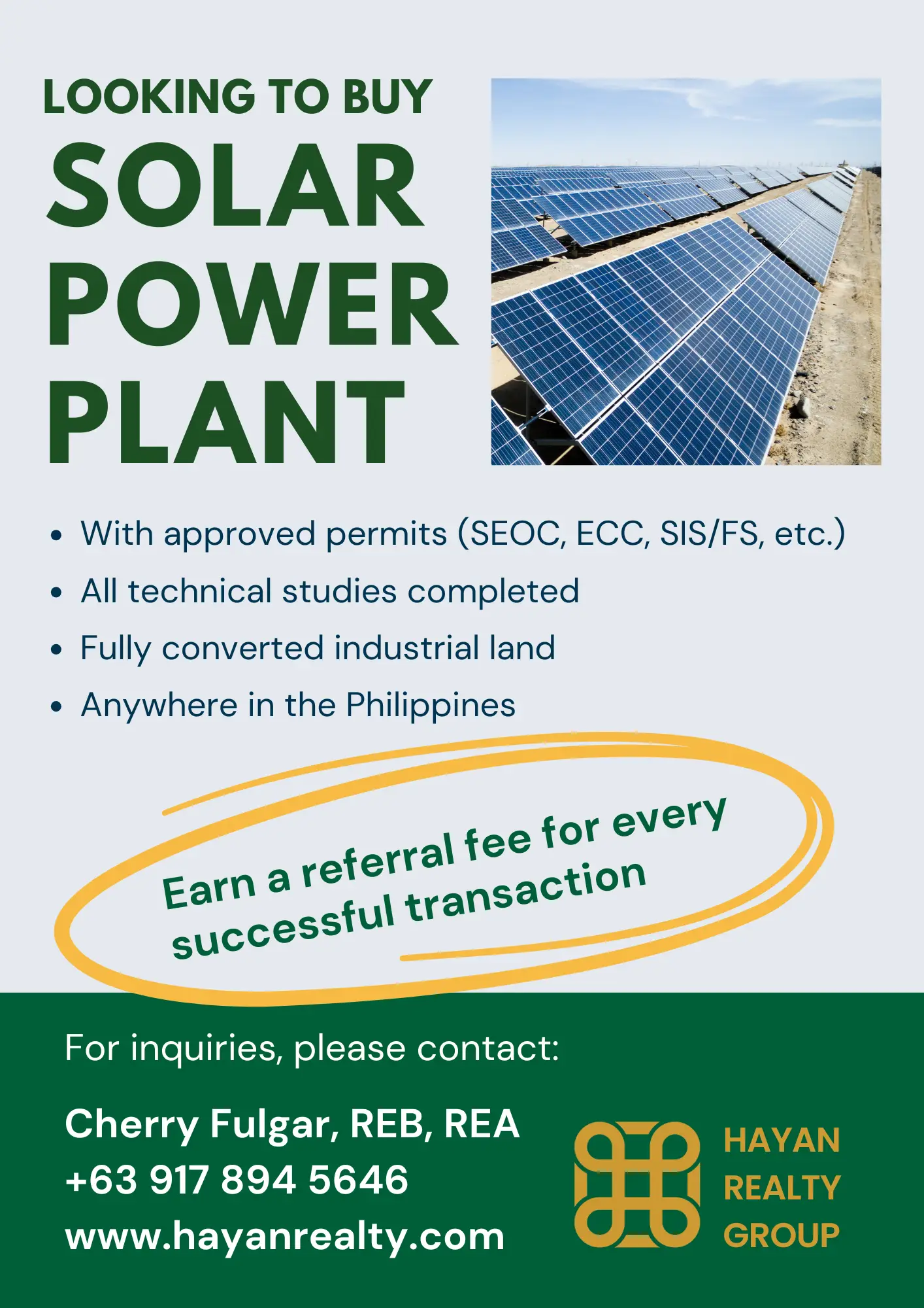 looking to buy solar power plant