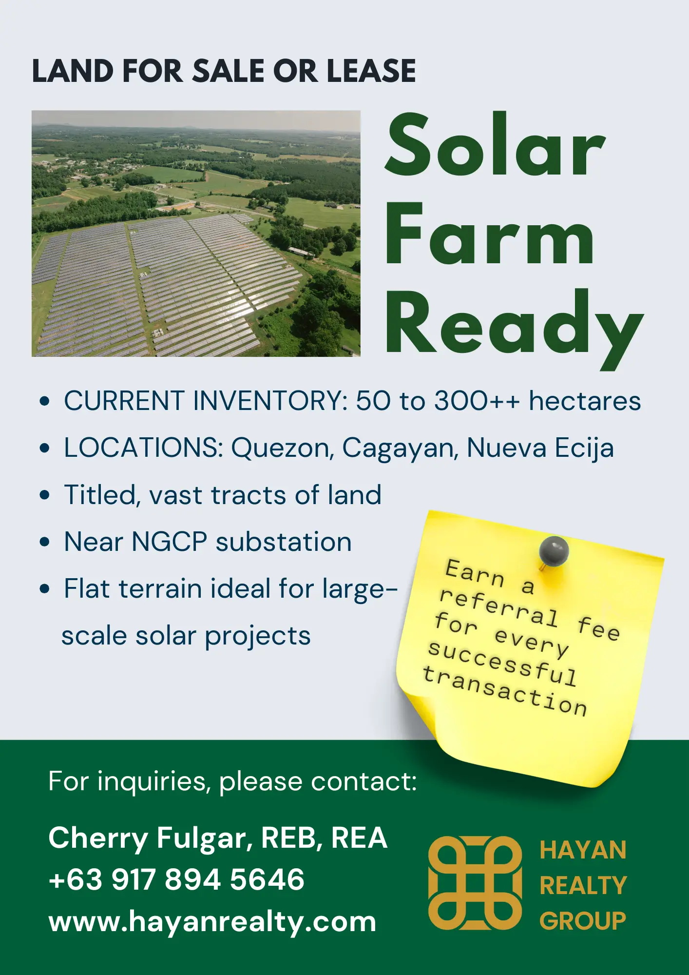 solar farm for sale or lease