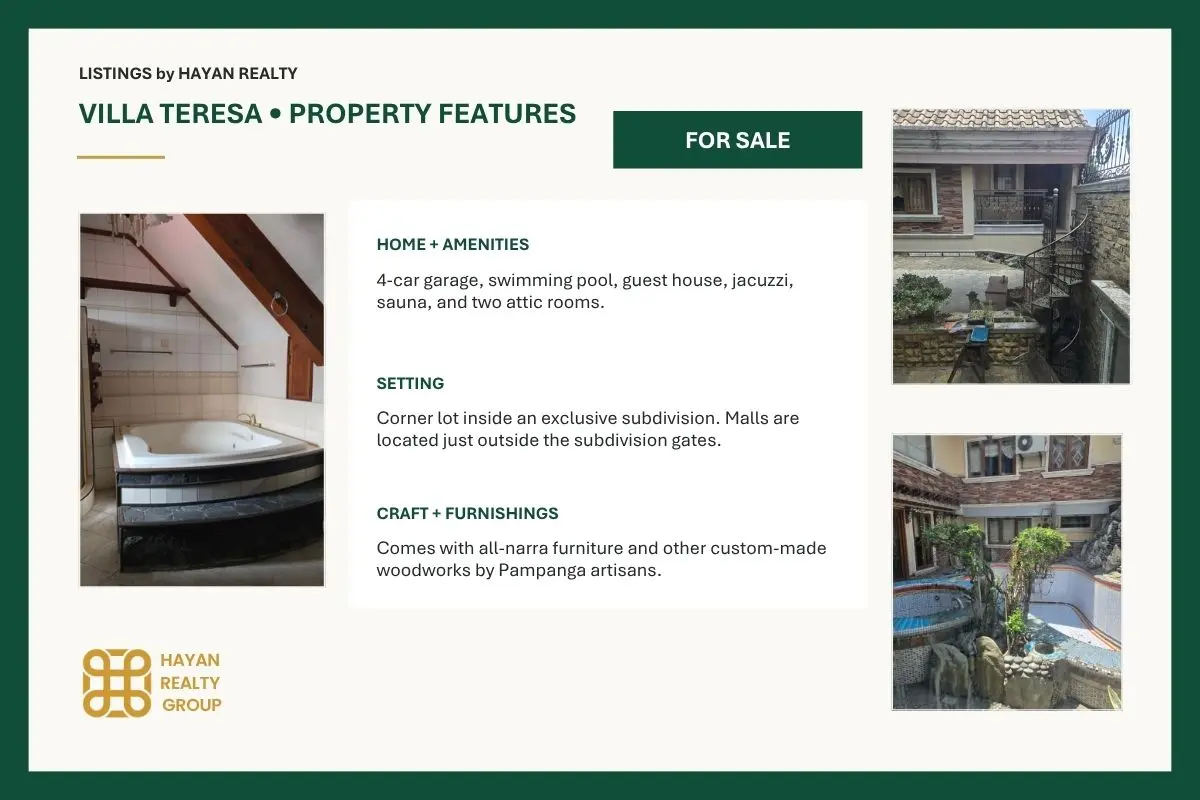 Jacuzzi, courtyard, and pool areas of Villa Teresa house in Angeles City
